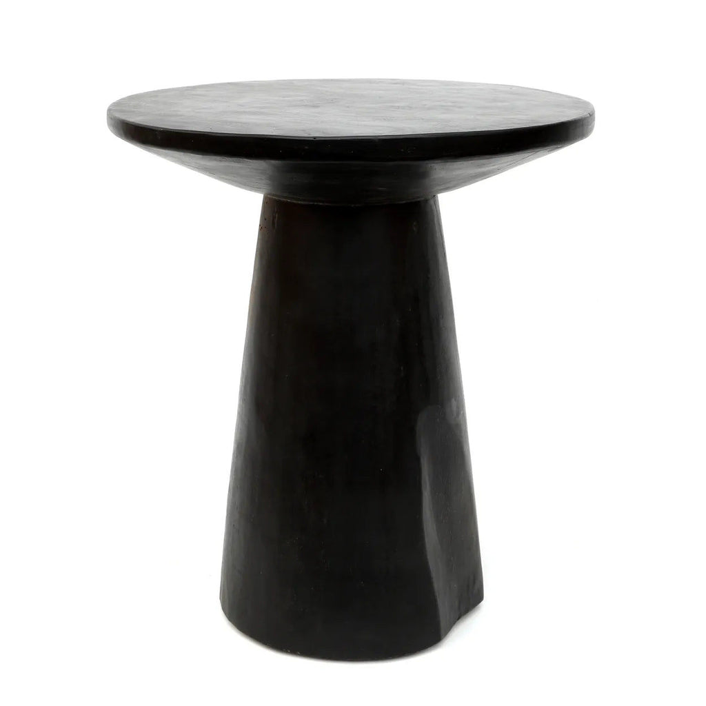 The Timber Conic Side Table - Black - Suar Wood, Ø 50 cm