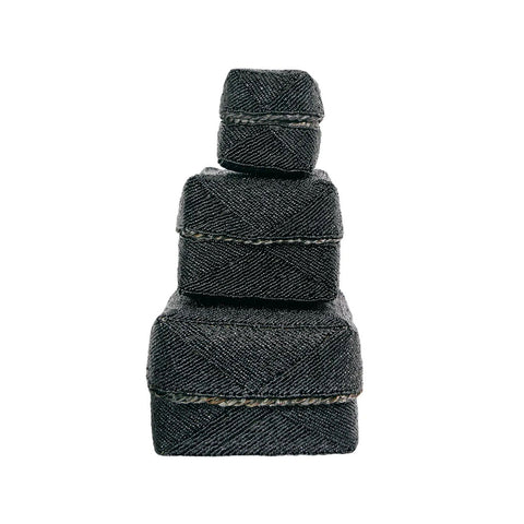 The Beaded Basket - Black - Set of 3