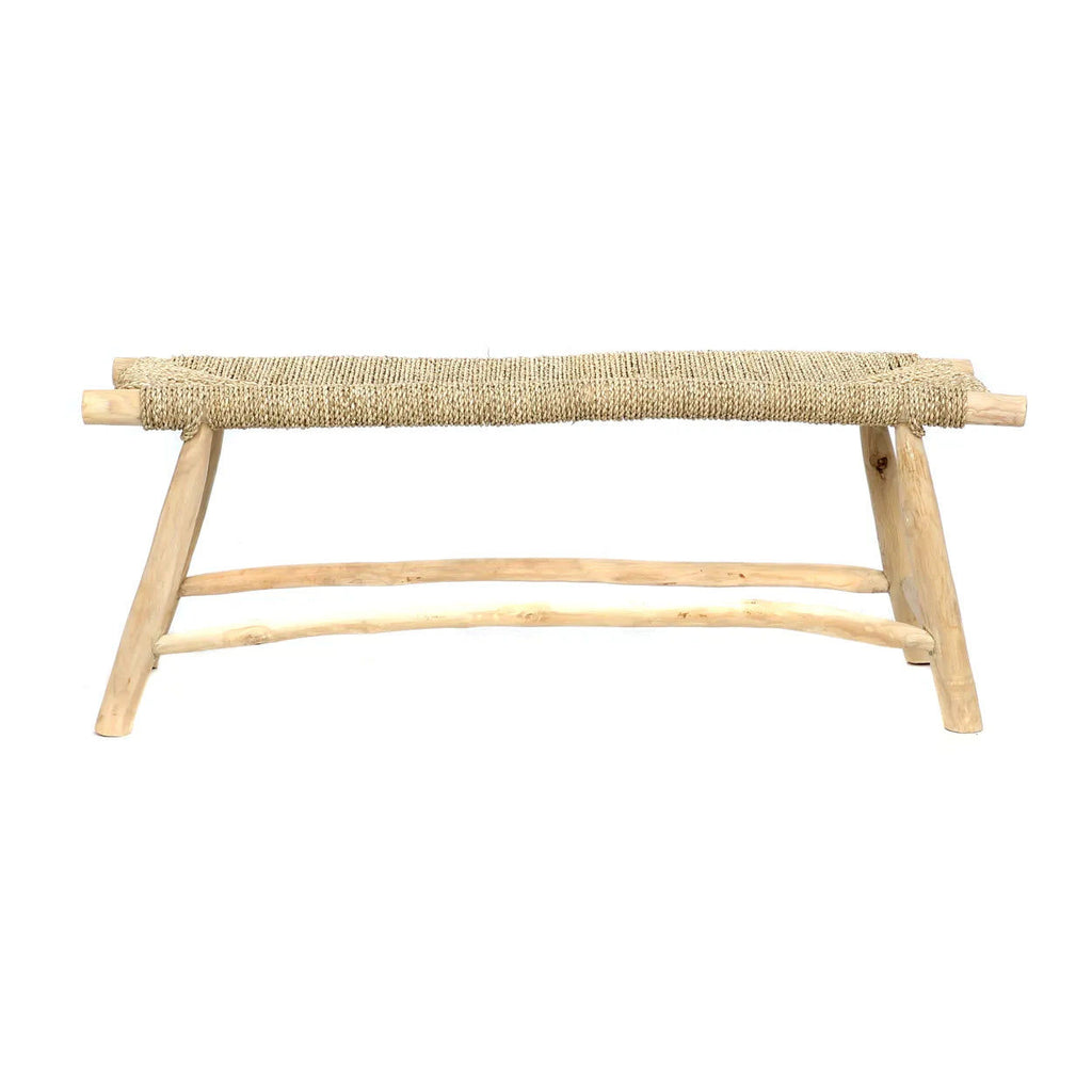 The Porto Seagrass Bench - Teak Wood, Natural - W 110 cm