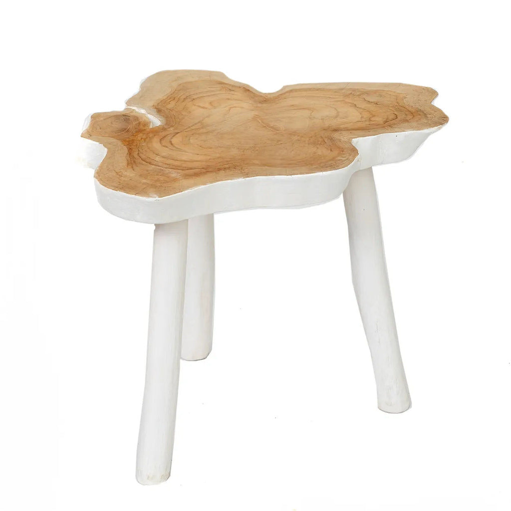 The Organic Side Table - Natural White, Teak,  Ø45 cm