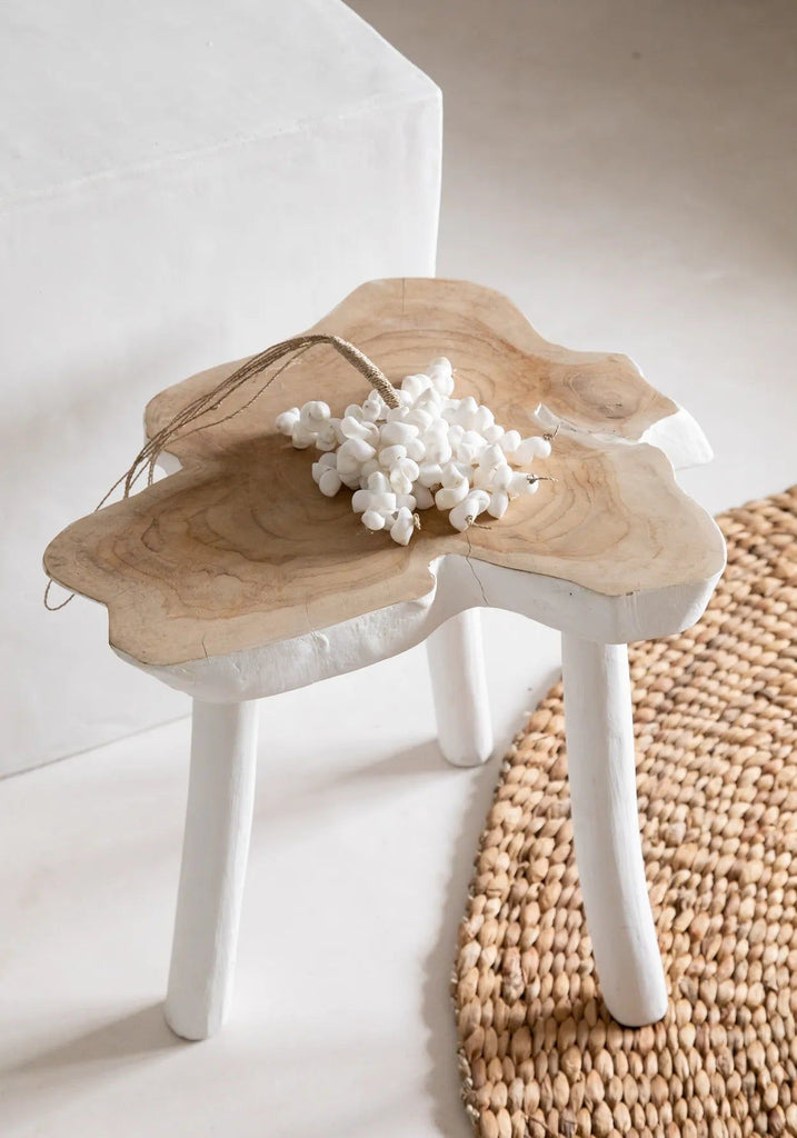 The Organic Side Table - Natural White, Teak,  Ø45 cm