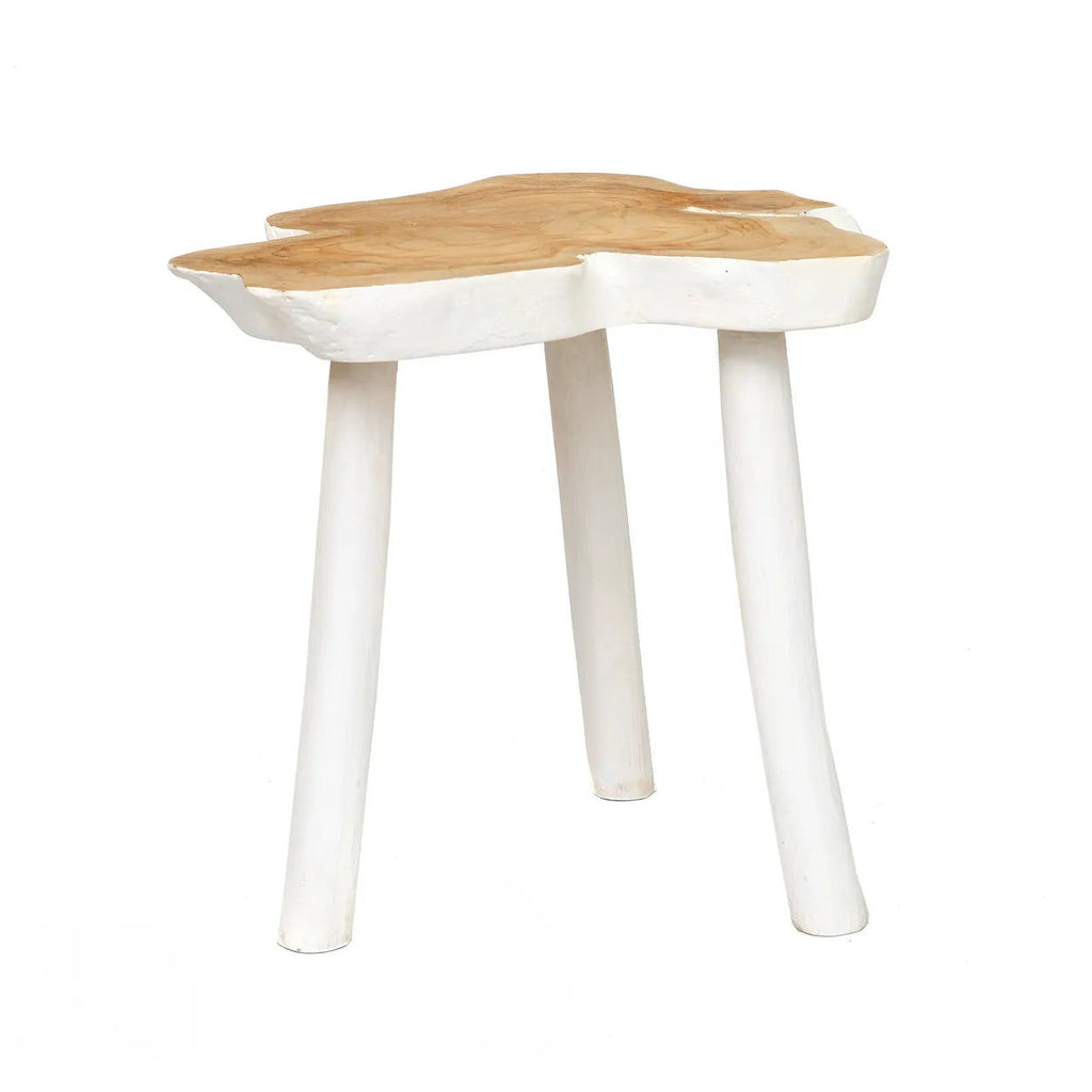 The Organic Side Table - Natural White, Teak,  Ø45 cm