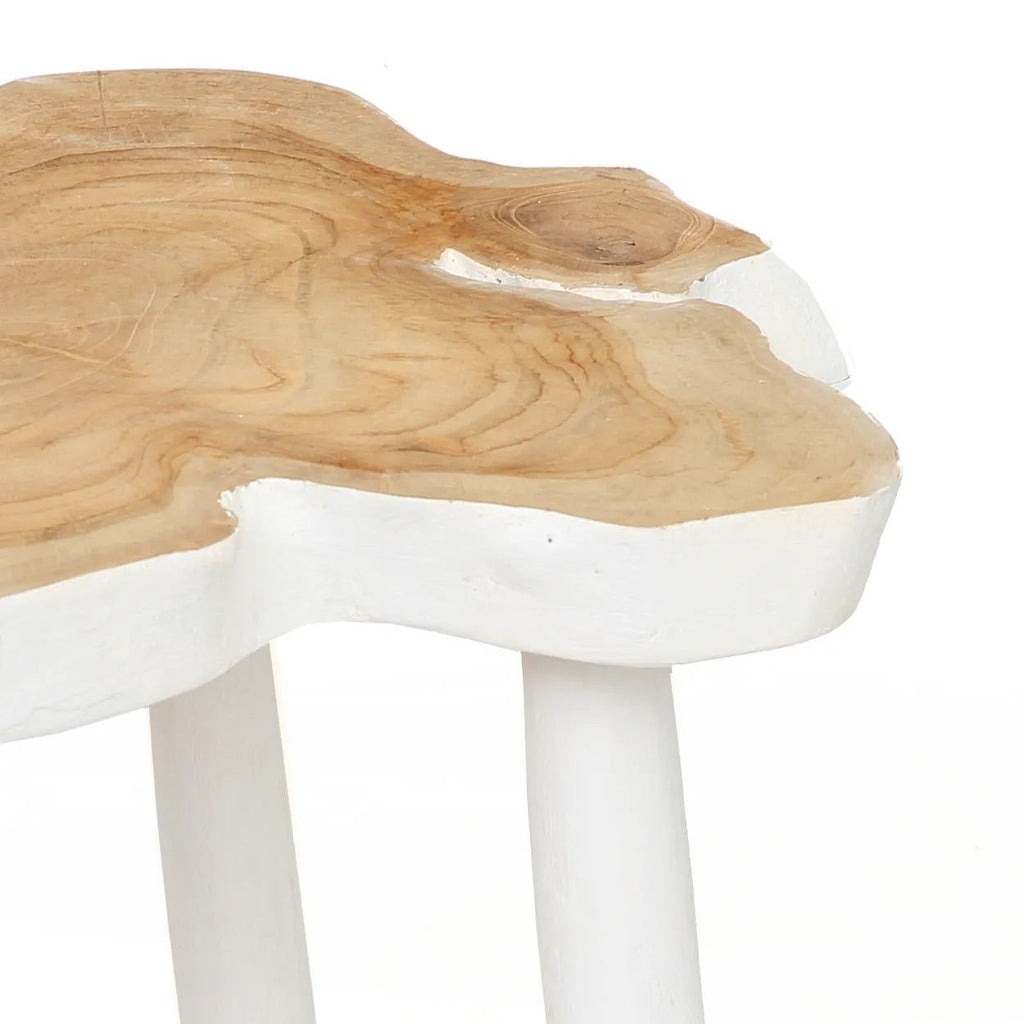 The Organic Side Table - Natural White, Teak,  Ø45 cm