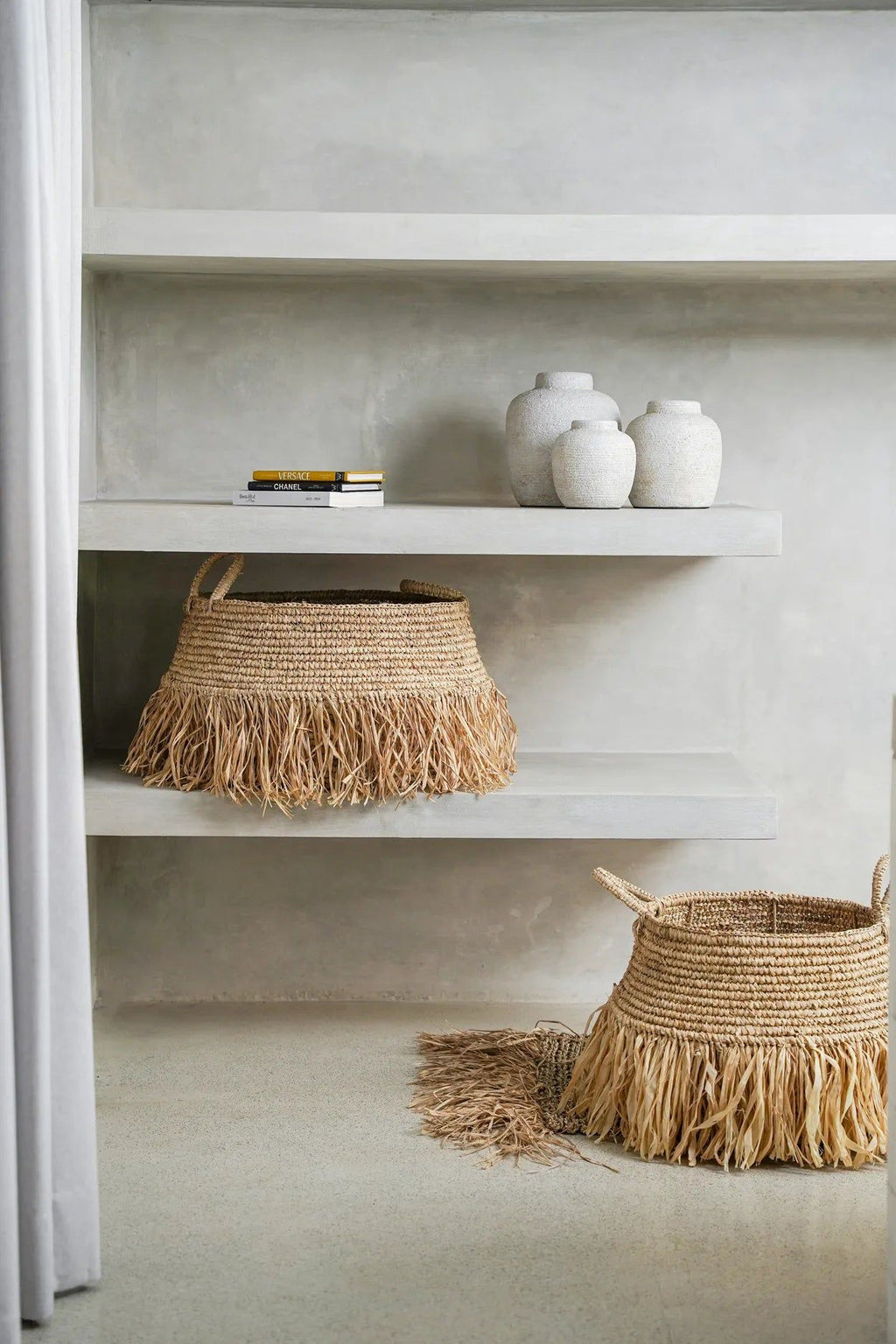 Raffia Deluxe Baskets - Natural - Ø 45 cm, H 30 cm