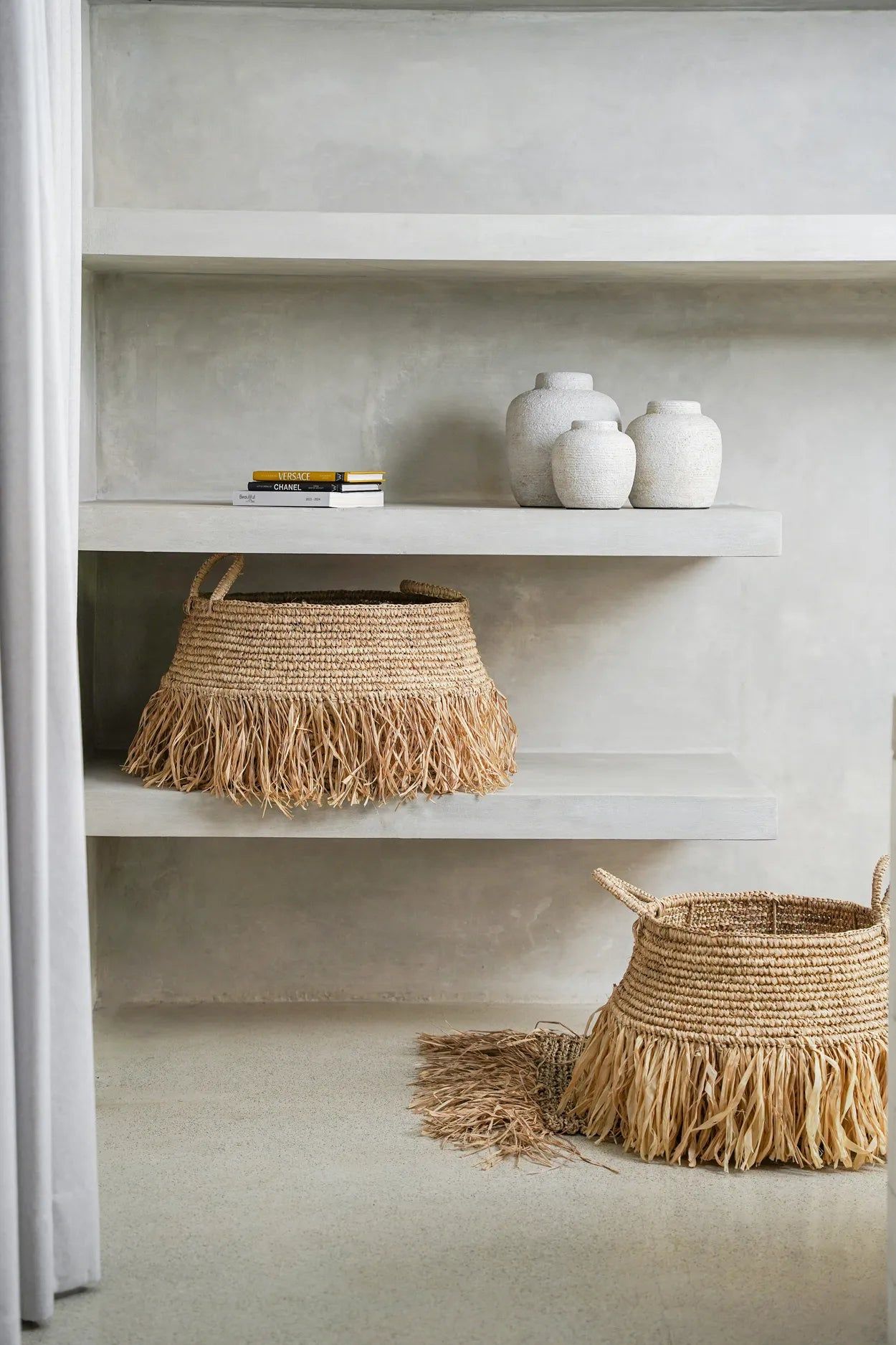 Raffia Deluxe Baskets - Natural - Ø 45 cm, H 30 cm