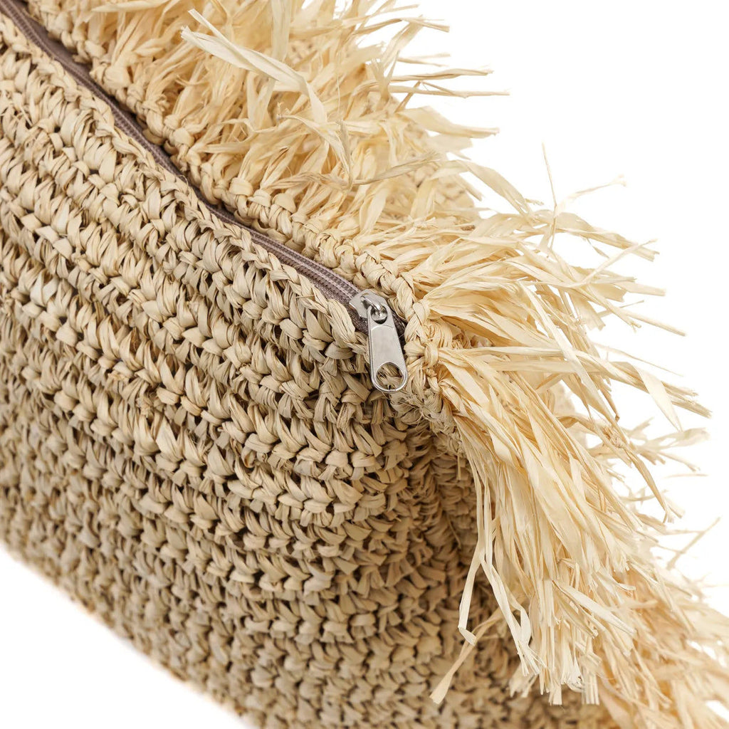 The Raffia Cushion Cover Rectangular - Natural - 35 x 100 cm