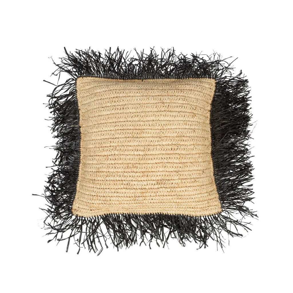 Raffia Cushion Cover Square - Natural Black - 40x40