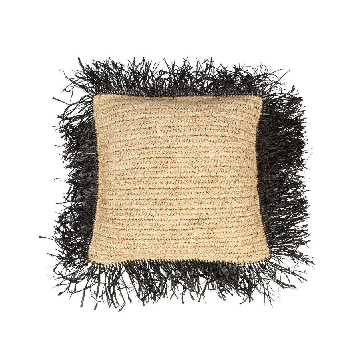 Raffia Cushion Cover Square - Natural Black - 40x40