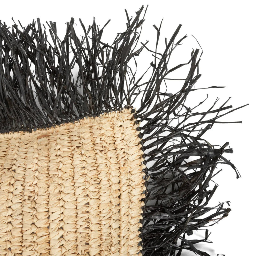 Raffia Cushion Cover Square - Natural Black - 40x40