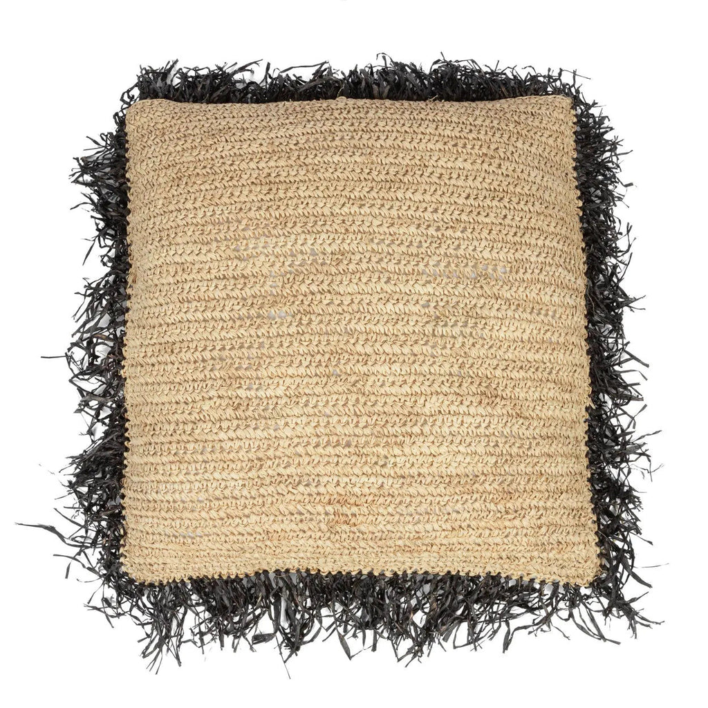 Raffia Cushion Cover Square - Natural Black - 60x60