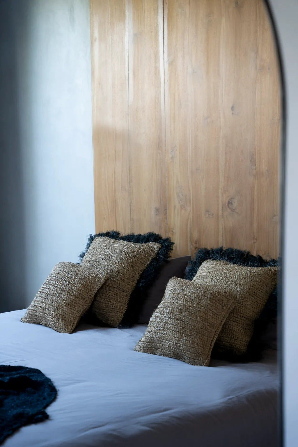 Raffia Cushion Cover Square - Natural Black - 60x60