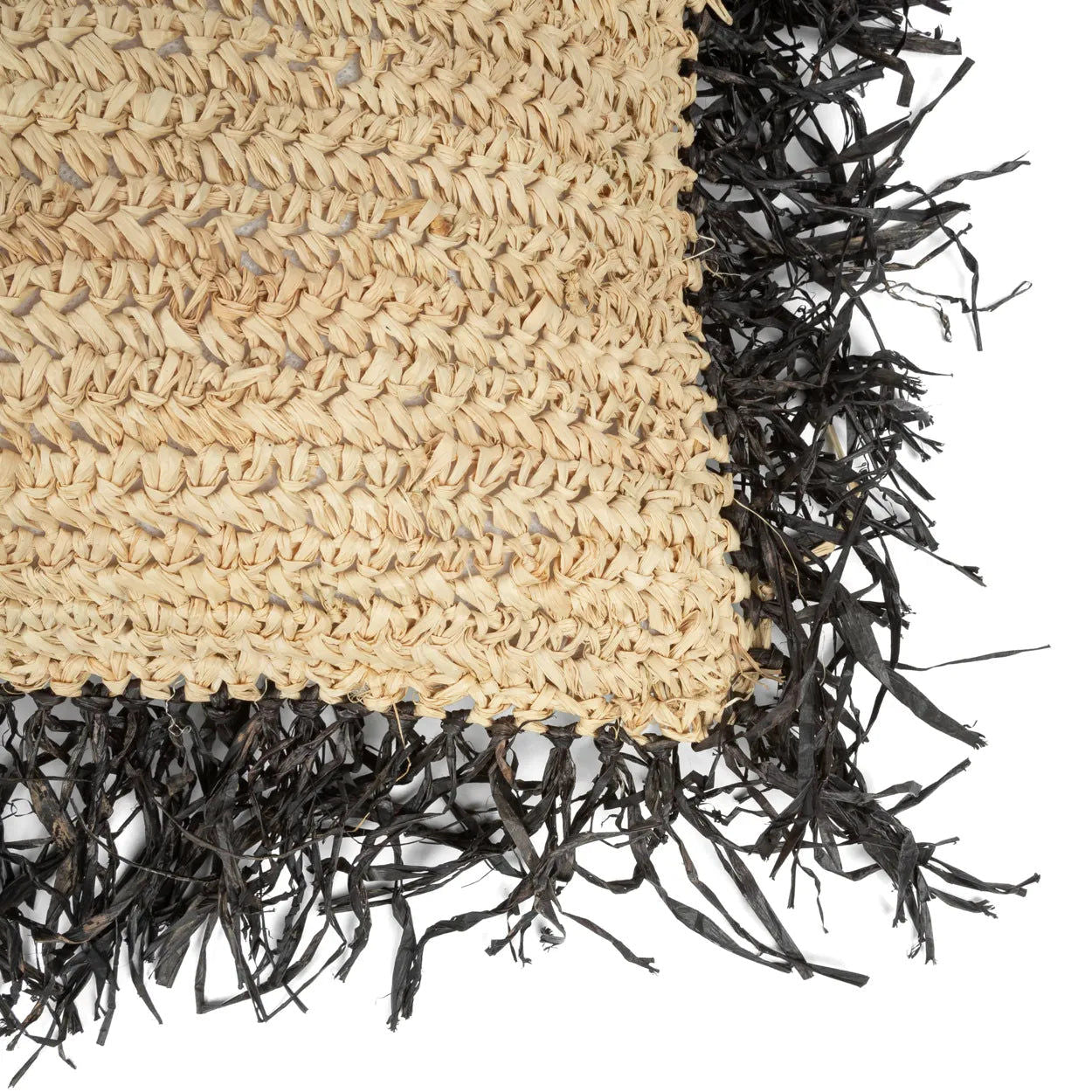 Raffia Cushion Cover Square - Natural Black - 60x60
