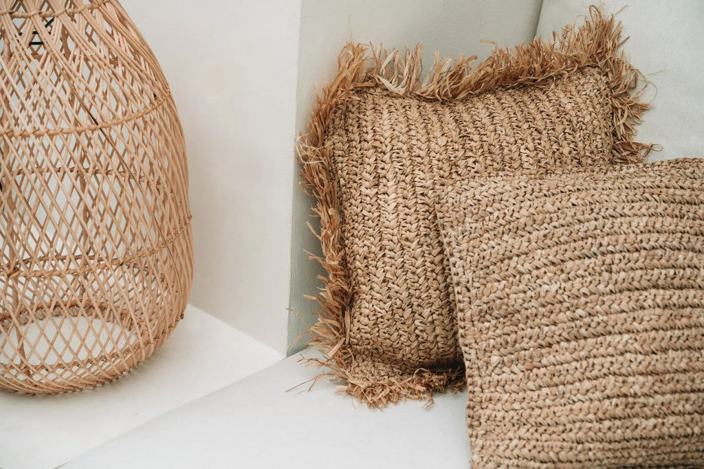 The Raffia Flores Cushion Cover Square - Natural - 40 x 40 cm