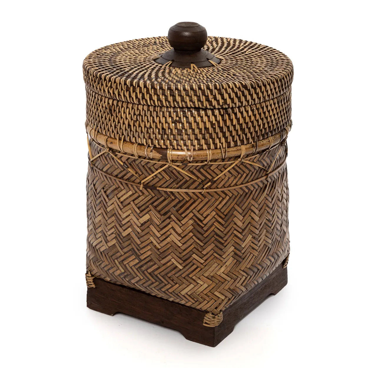 Colonial Basket Bathroom Bin - Natural Brown, Ø 27 cm, H 36 cm