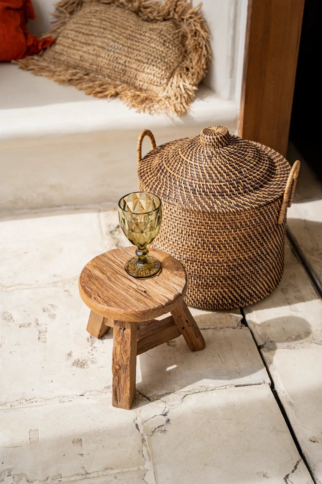 Colonial Basket with Handles - Natural Brown, Ø 40 cm, H 39 cm