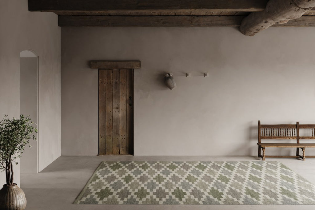 KORS WOOL RUG, FLATWEAVE BLUE/GREEN, MANY SIZE