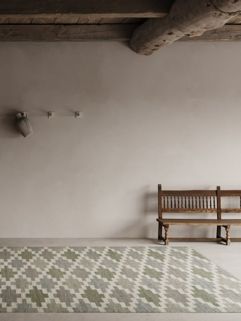 KORS WOOL RUG, FLATWEAVE BLUE/GREEN, MANY SIZE