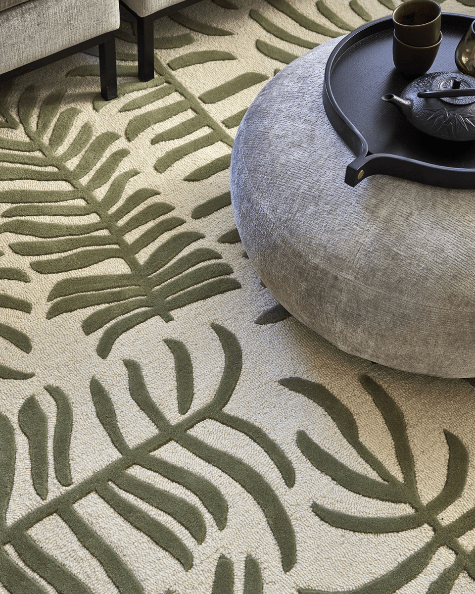 PALMA GREEN WOOL RUG, MANY SIZE