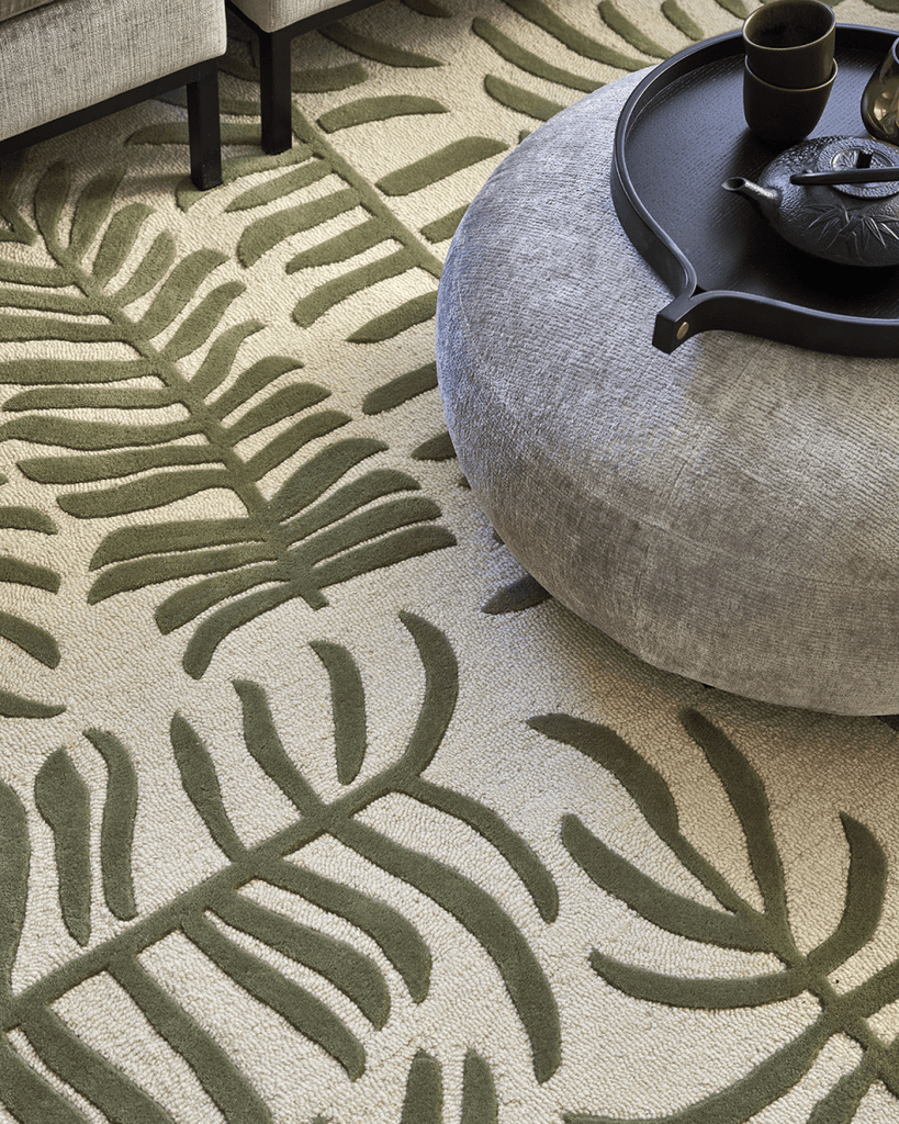 PALMA GREEN WOOL RUG, MANY SIZE