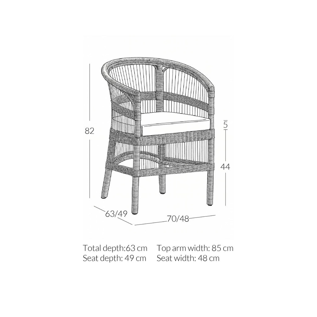 COMO DINING CHAIR | POLYRATTAN | 70 CM