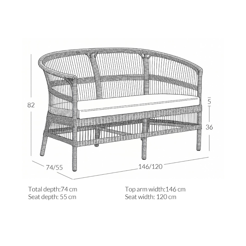 COMO LOUNGE SOFA | POLYRATTAN | 146 CM