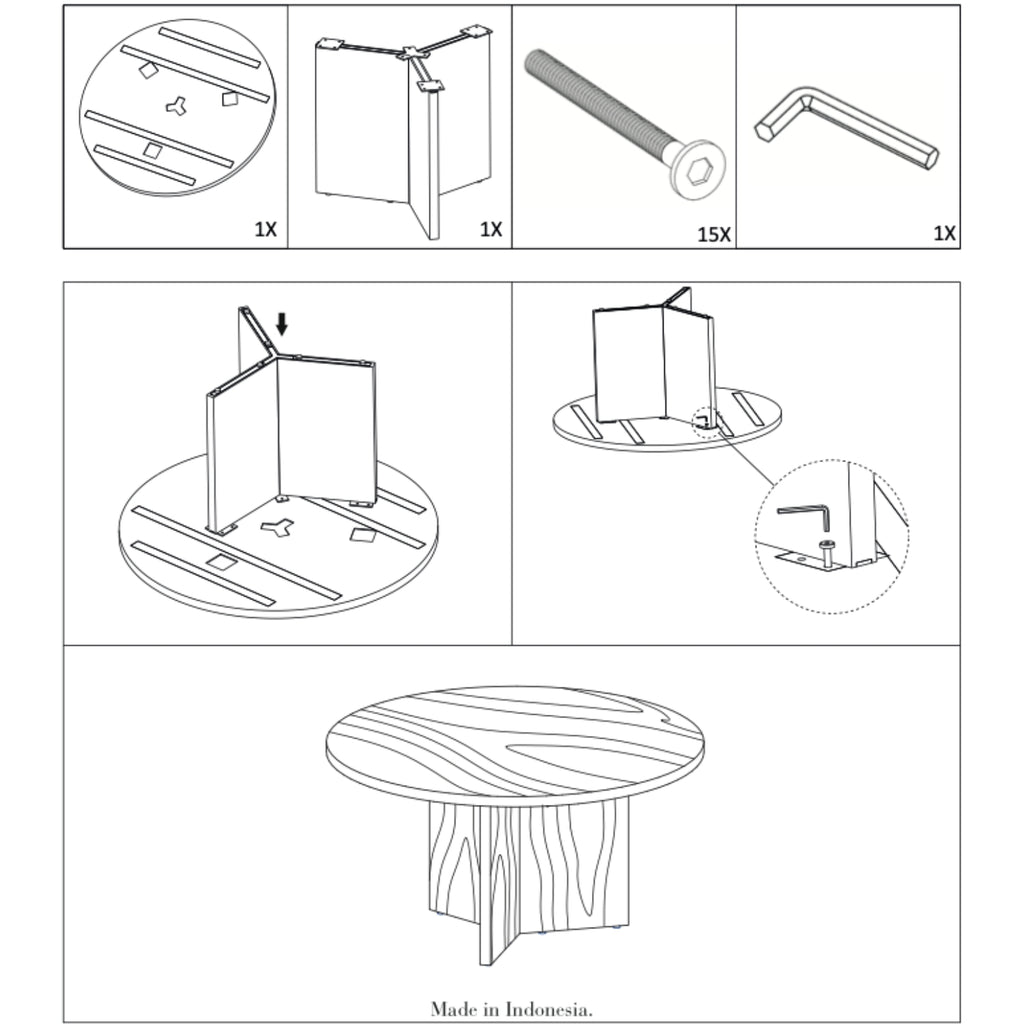 TABLE KAYU ROUND | RECYCLED TEAK | Ø 140 CM, BROWN-BLACK