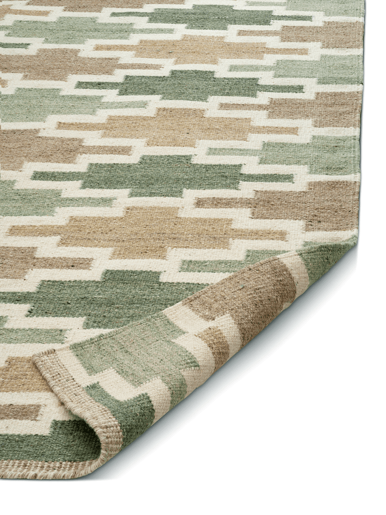 KORS WOOL RUG, FLATWEAVE GREEN/BEIGE, MANY SIZE
