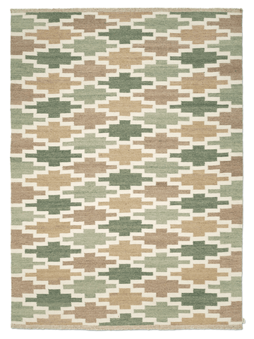 KORS WOOL RUG, FLATWEAVE GREEN/BEIGE, MANY SIZE
