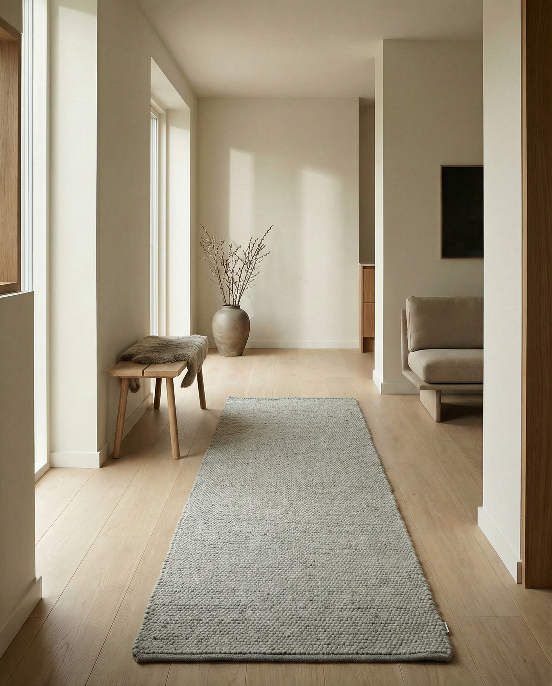 MERINO Runner Merino Wool, Concrete, MANY SIZE