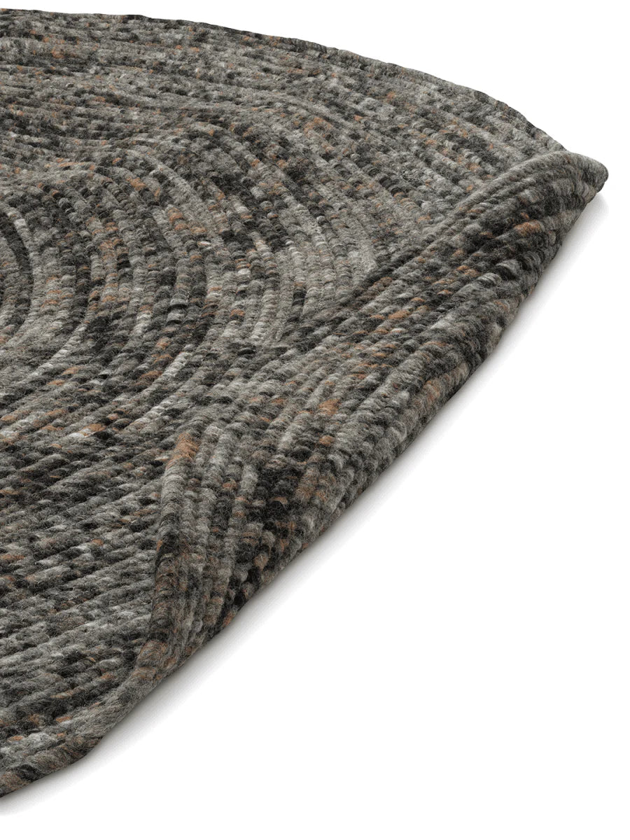 MERINO Round Wool Rug, Grey Melange