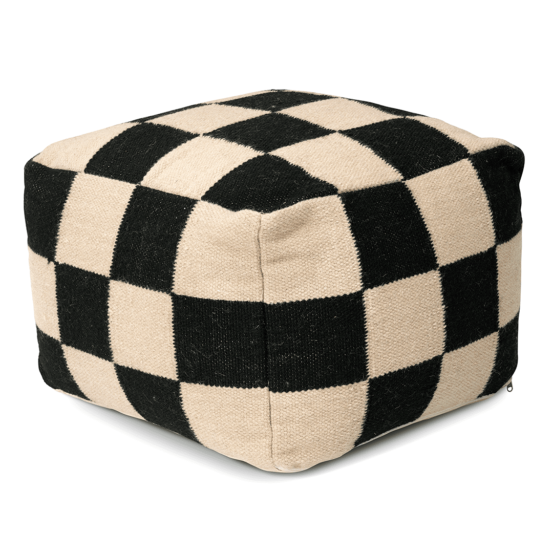 POUF SQUARE BLACK, Wool