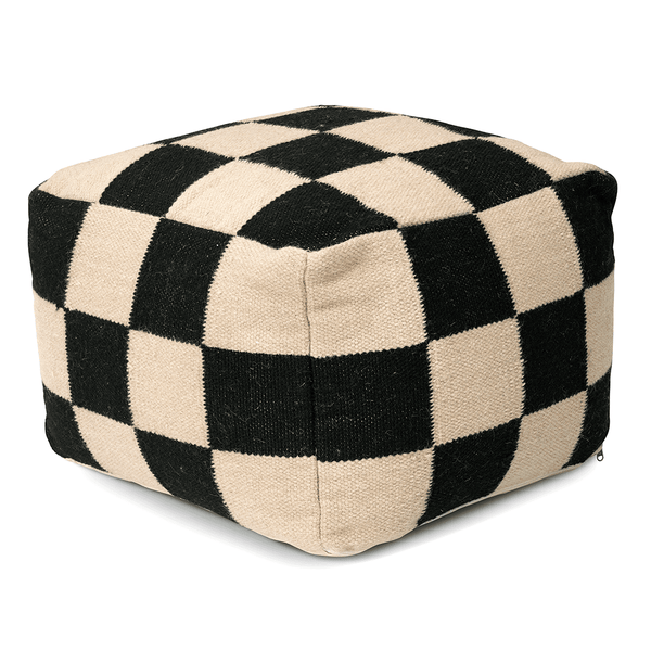 POUF SQUARE BLACK/NATURAL, Wool
