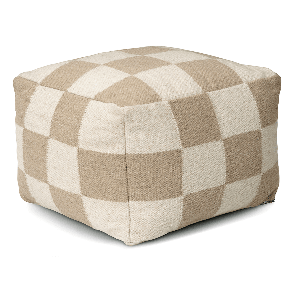 POUF SQUARE WHITE/NATURAL, Wool
