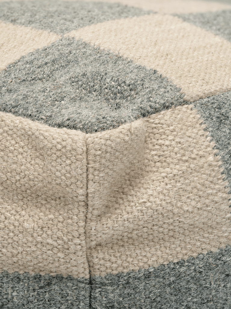 POUF SQUARE GREY/NATURAL, Wool