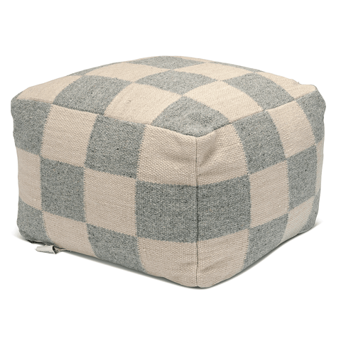 POUF SQUARE GREY/NATURAL, Wool