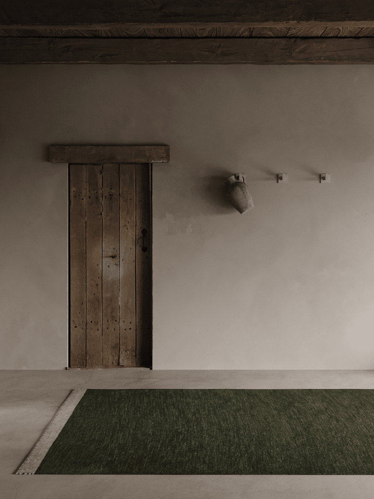 PURE WOOL RUG, FOREST GREEN, MANY SIZE