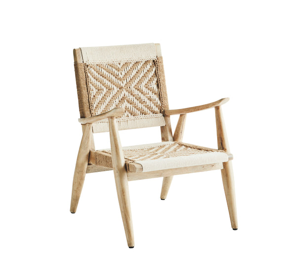 WOODEN LOUNGE CHAIR, MOROCCO OFF WHITE