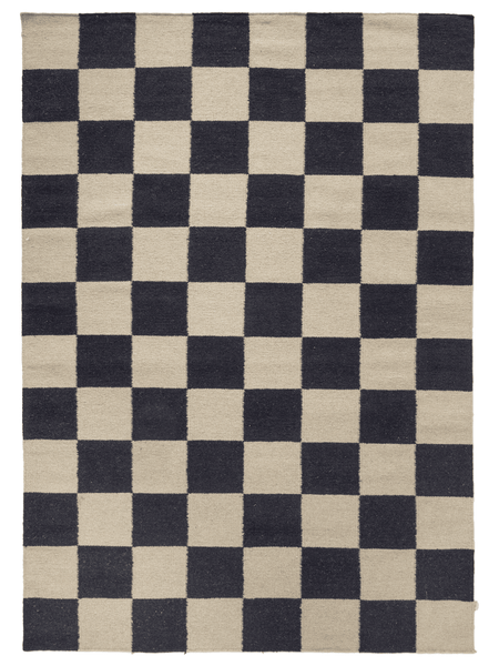 SQUARE WOOL RUG, BLACK/NATURAL, MANY SIZE