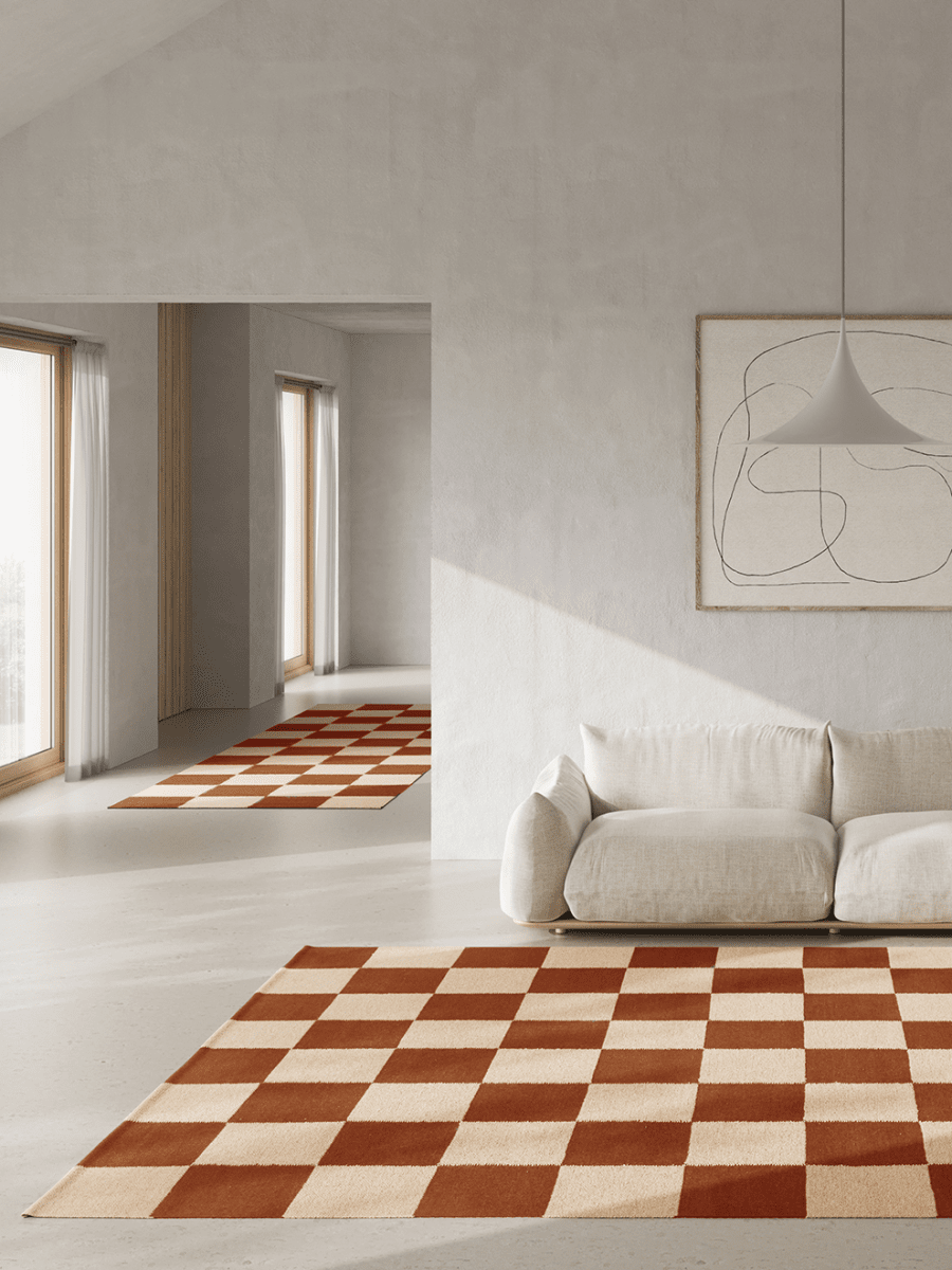 SQUARE WOOL RUG, TERRACOTTA, MANY SIZE