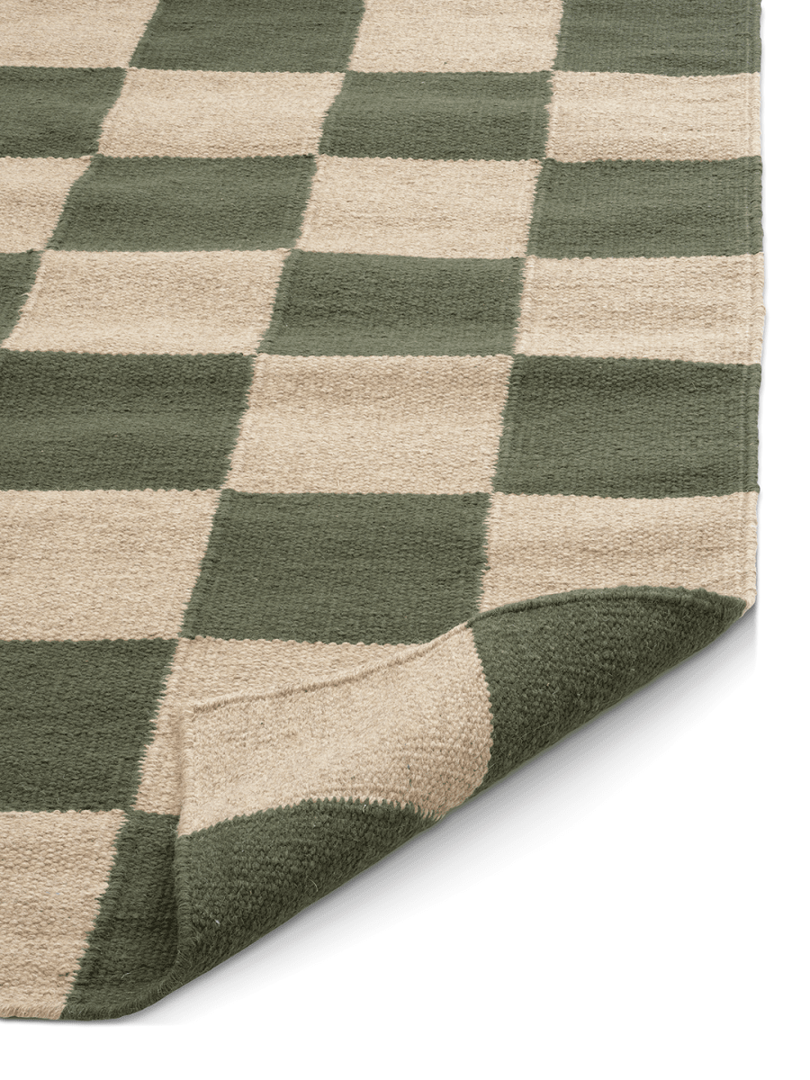 SQUARE RUNNER, WOOL, Forest green