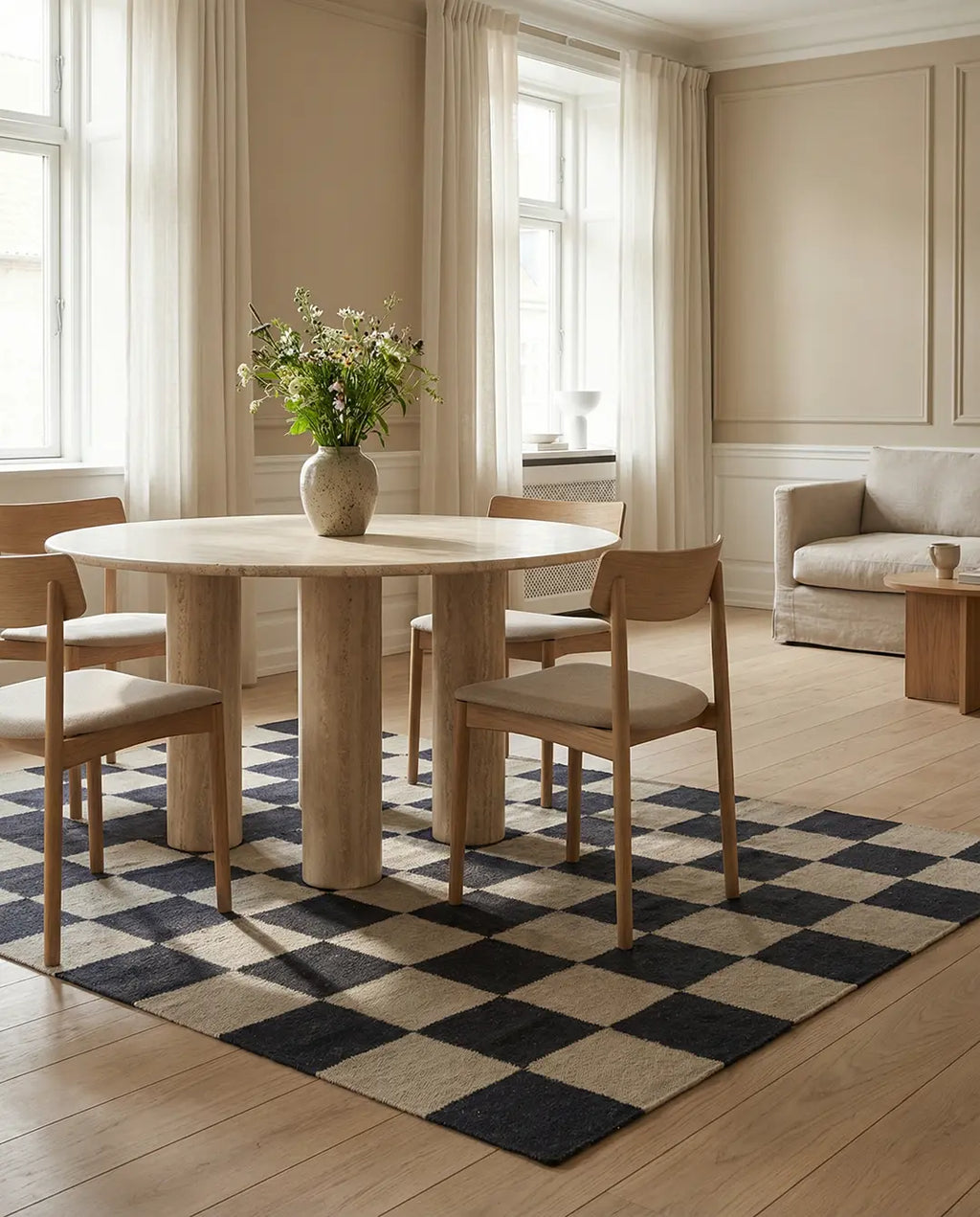 SQUARE WOOL RUG, BLACK, MANY SIZE