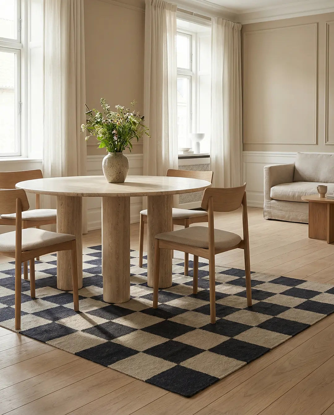 SQUARE WOOL RUG, BLACK, MANY SIZE