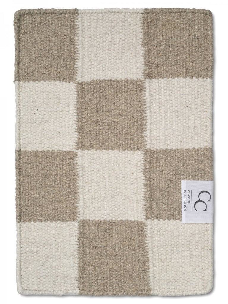 Runner Squares, Wool, White/Beige, 2 SIZE