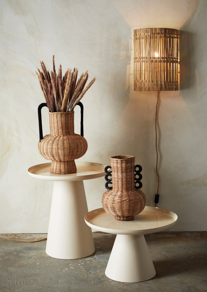 RATTAN VASE, H 33 CM