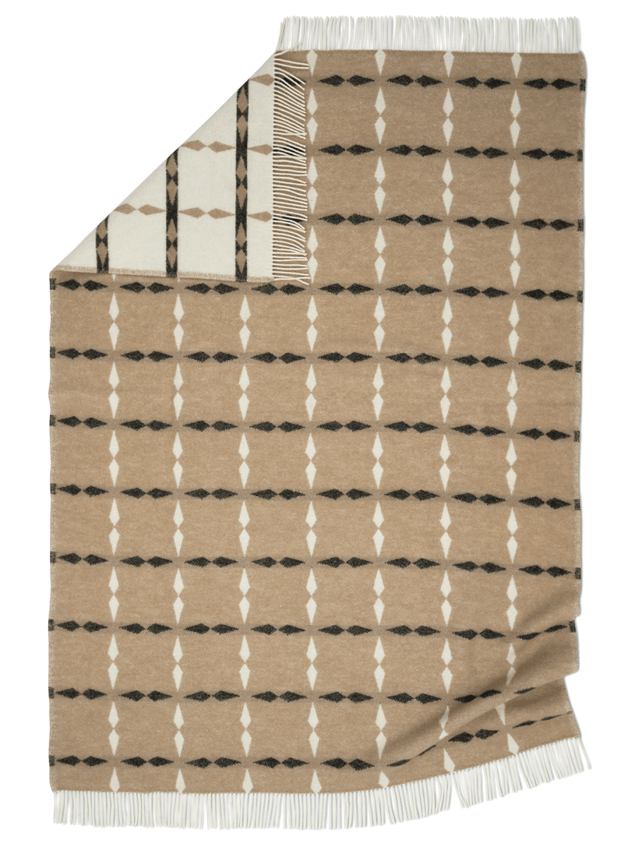 WOOL PLAID, TILE BEIGE, NEW ZEALAND WOOL, 130 x 180 CM