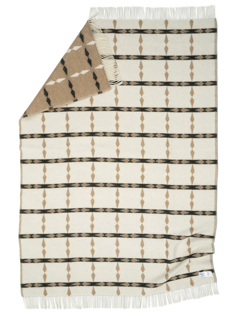WOOL THROW, TILE BEIGE, NEW ZEALAND WOOL, 130 x 180 CM