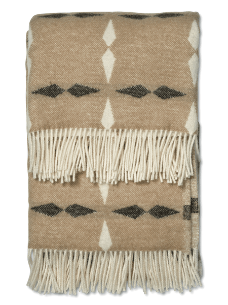 WOOL THROW, TILE BEIGE, NEW ZEALAND WOOL, 130 x 180 CM
