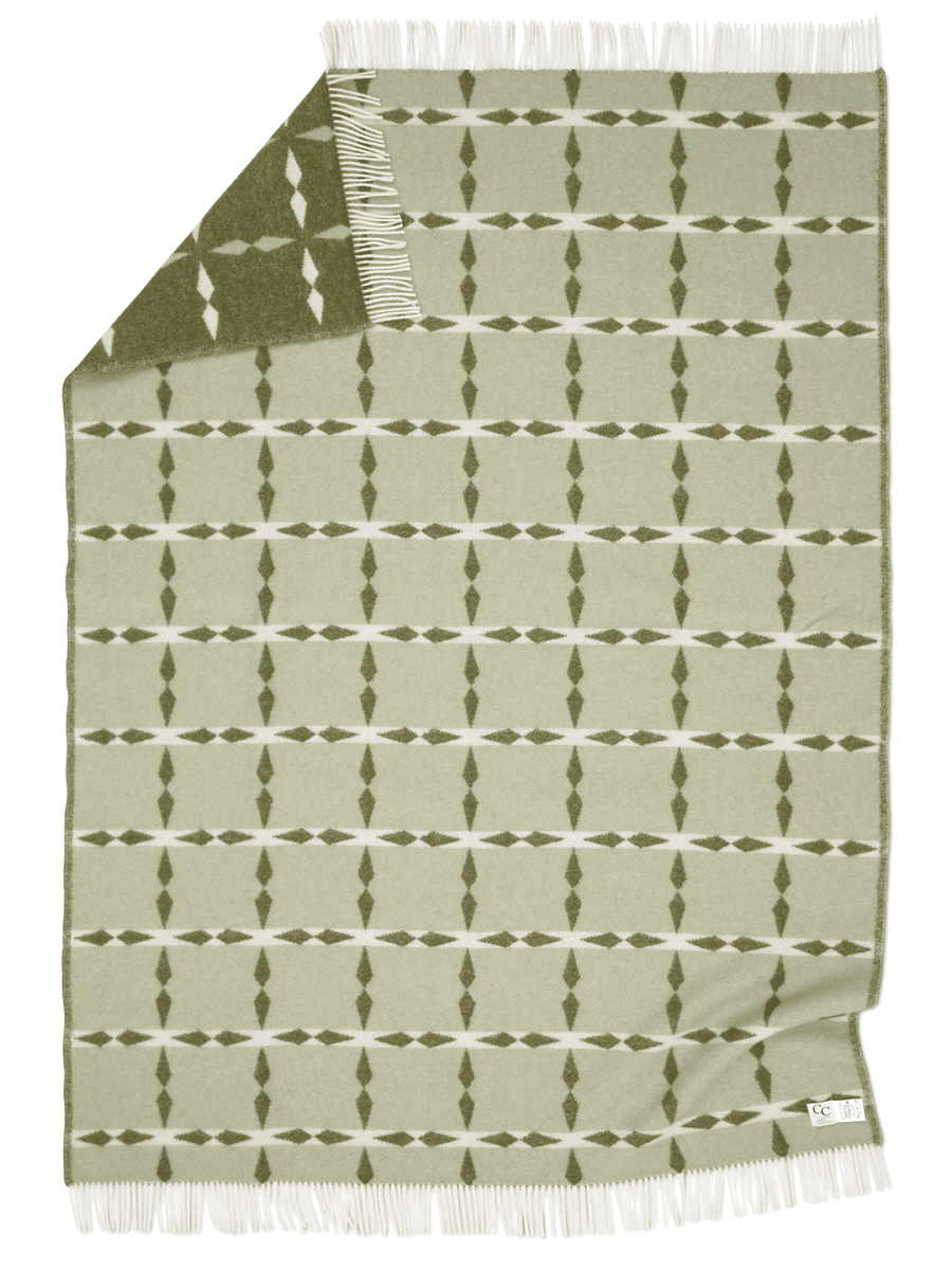 WOOL PLAID, TILE GREEN, NEW ZEALAND WOOL, 130 x 180 CM