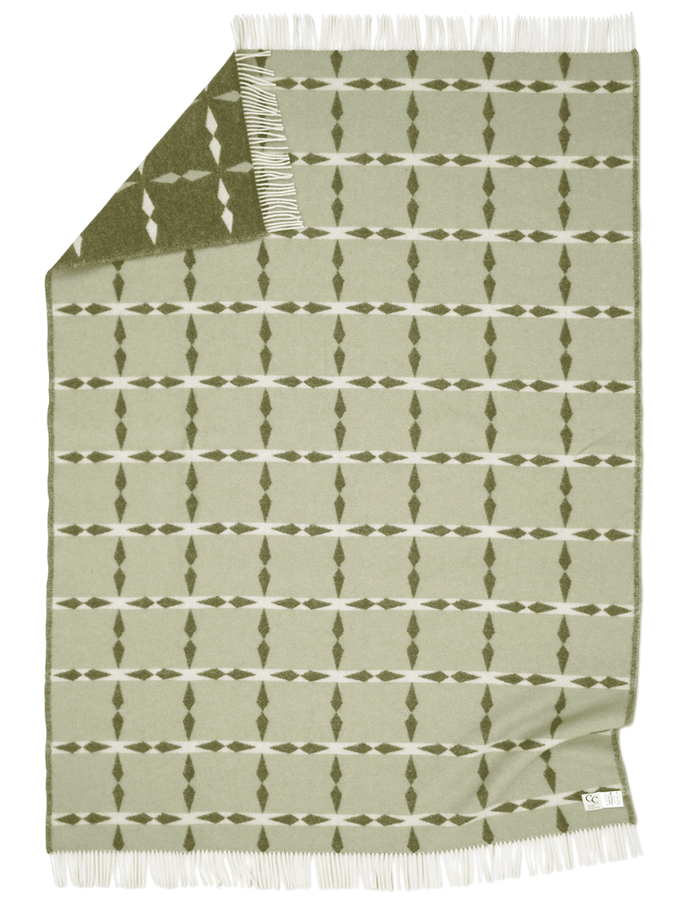 WOOL THROW, TILE GREEN, NEW ZEALAND WOOL, 130 x 180 CM