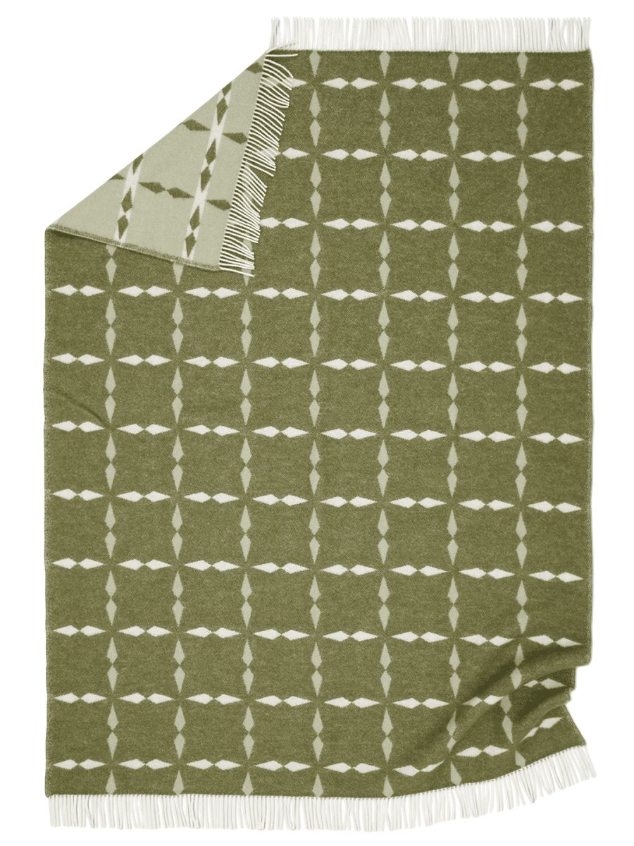 WOOL PLAID, TILE GREEN, NEW ZEALAND WOOL, 130 x 180 CM